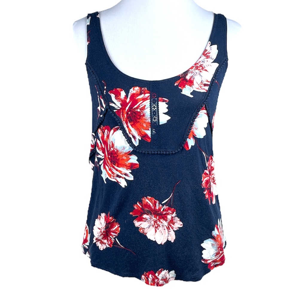 Maurices Floral Tank Top Blue Red Size Medium